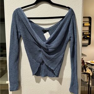 William B Off-the-Shoulder Blue Sweater Size Medium. New with Tags (NWT)